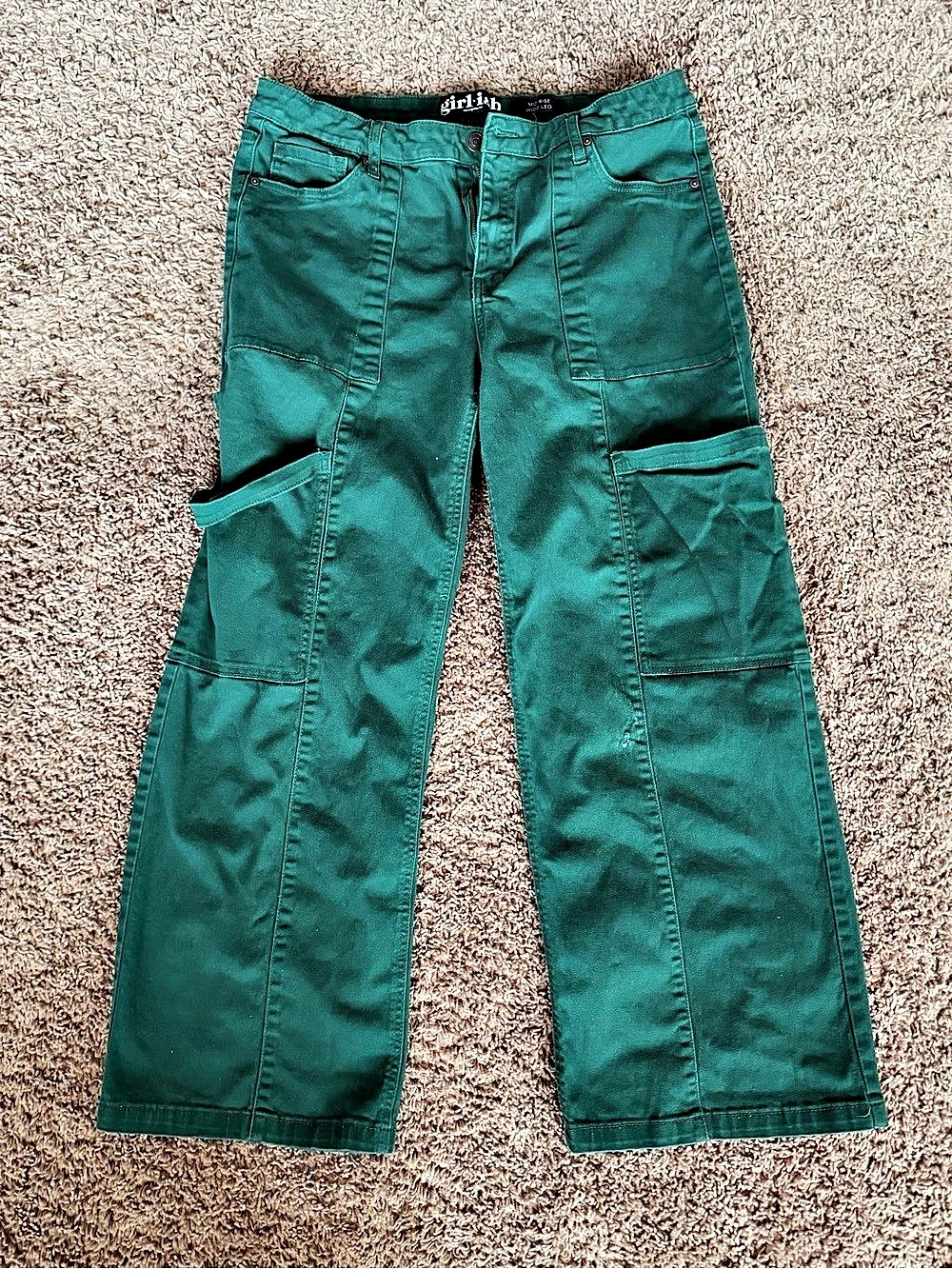 girl.ish Mid Rise Wide Leg Cargo Pants Cargo Wide Leg Pants Green Waist 31